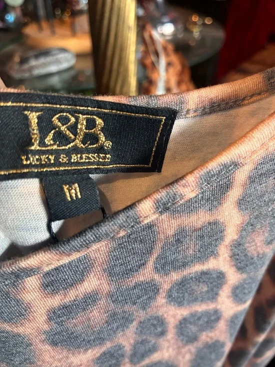 Lucky & Blessed Leopard Print Mini Dress with Black Sheer Hem - Picture 5 of 6